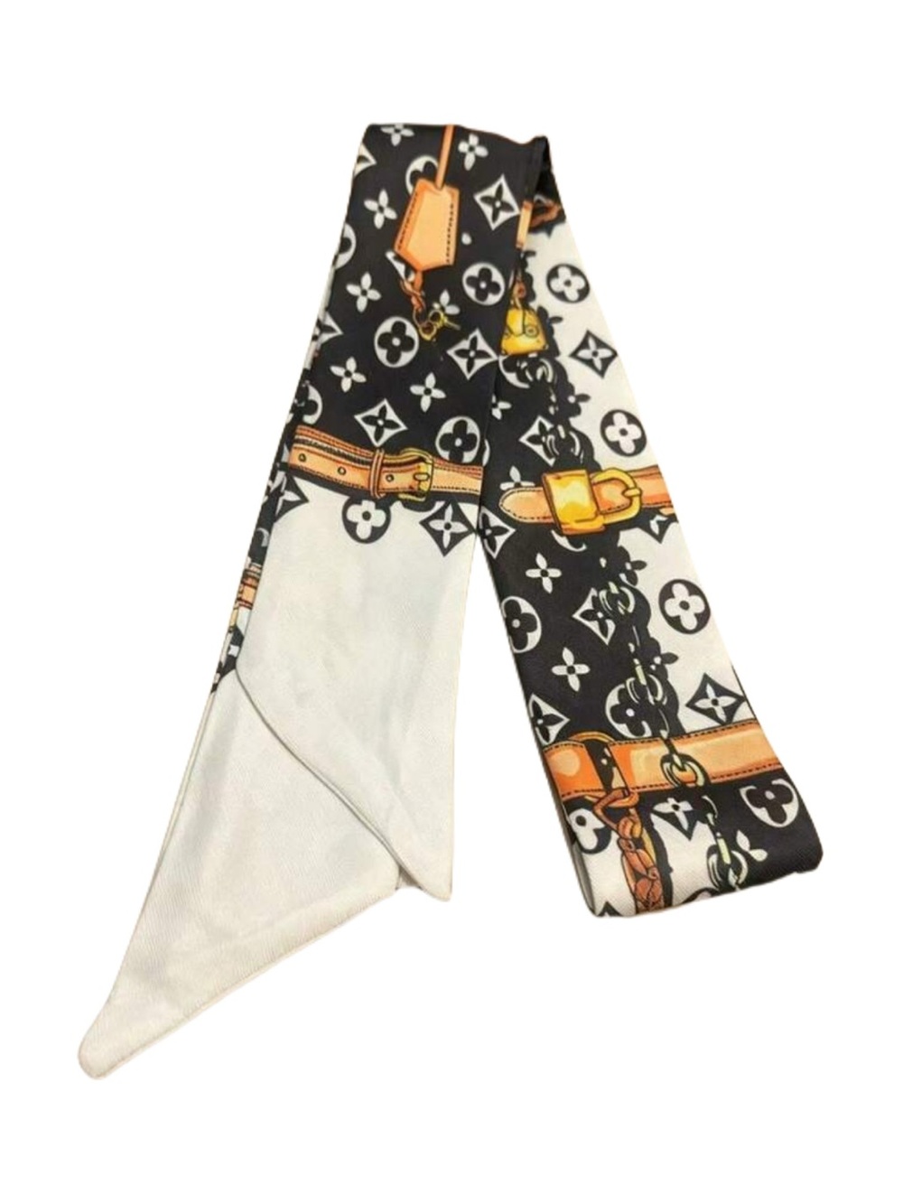Monogram Print Twilly Scarf in Black&White